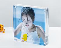 Square acrylic photo frame table double-sided Crystal display stand plexiglass photo frame can be customized