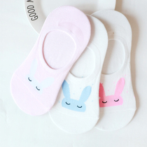 South Korea imported socks cartoon sweet cute rabbit boat Socks womens socks silicone heel pure cotton socks invisible socks spring and summer