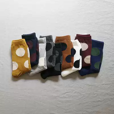 Park room 4 pairs of Korean imported polka dot socks retro fashion polka cotton socks female dry bubble socks