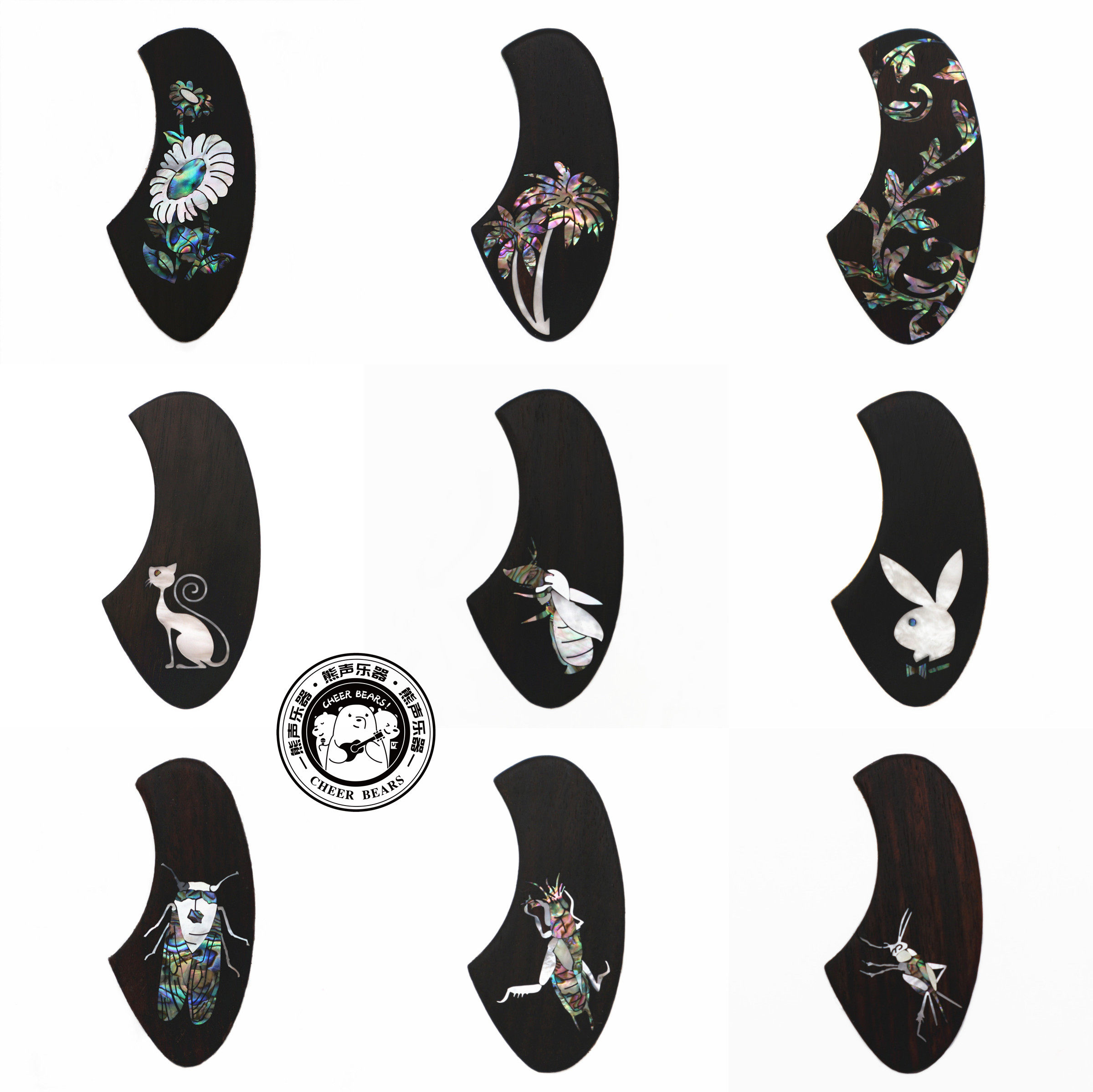 Solid wood rose wood hand inlaid with colorful shell carved jukrisian Hawaiian guitar small protective sheet Yanyang