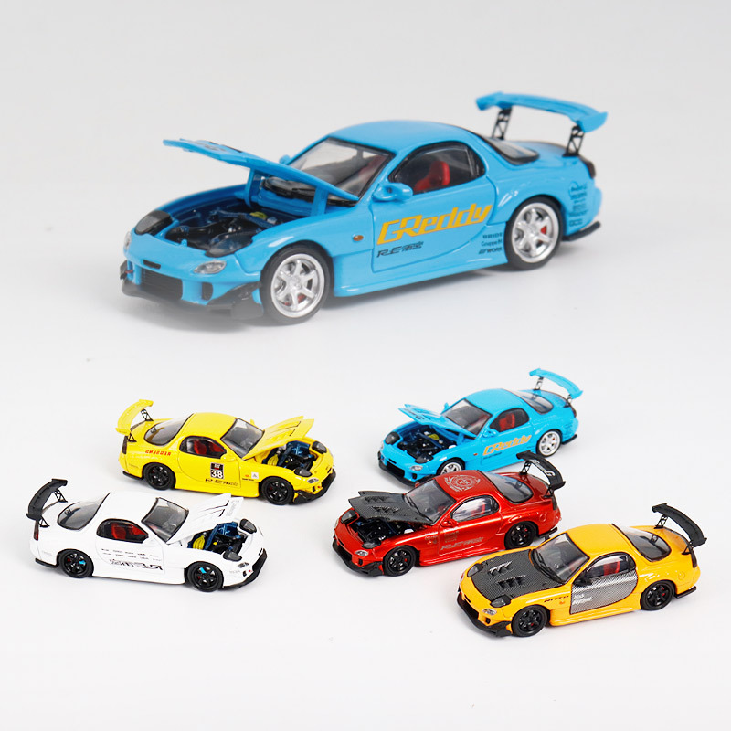 Bsc 1:64 Mazda Rx-7 Nagami Openable Hood Version Simulation Alloy Car Model Collectible Display Piece