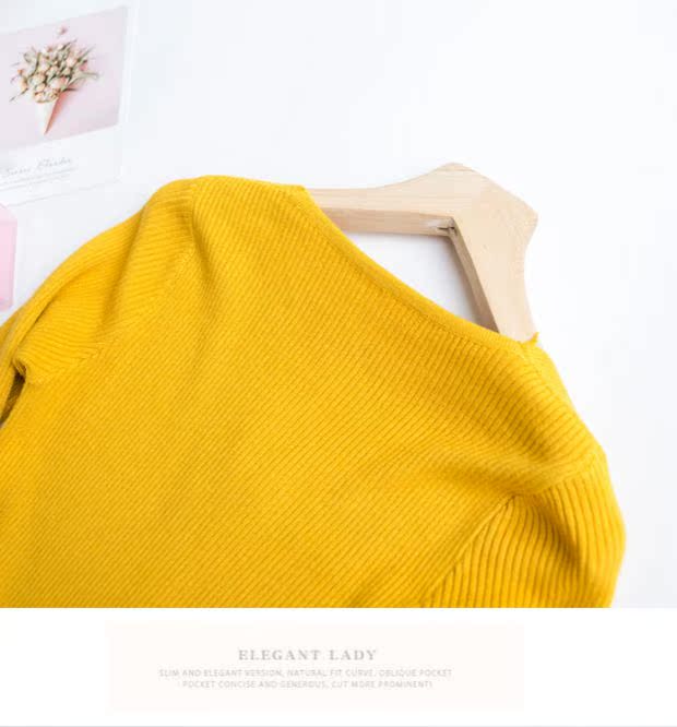 M812 mùa thu hai phụ nữ mặc áo len cổ chữ V thon gọn, mỏng manh áo khoác cardigan