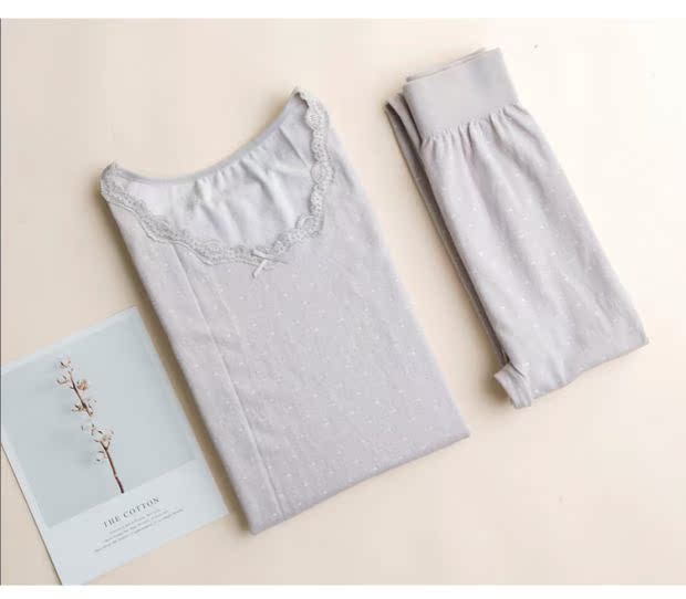 A888 mùa thu và mùa đông chuẩn bị quần dài Wavelet nữ cổ tròn thân thiện với da mỏng cotton ấm áp phù hợp với quần áo mùa thu quần dài đồ ngủ nữ quần áo ngắn