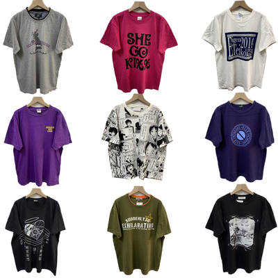 vintage, trendy and retro summer versatile pure cotton short-sleeved T-shirt for men, loose half-sleeved round neck printed T1