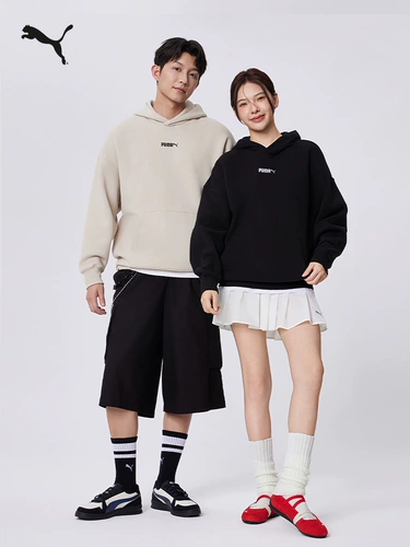 Puma, флисовый цветной демисезонный комплект, рубашка для влюбленных, спортивный лонгслив с капюшоном