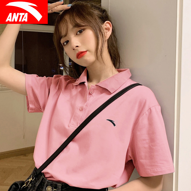 Ann Stepping Short Sleeve T-shirt Women Couples Polo Shirts 2022 Summer New Pink Turtlenecks Wave Loose Speed Dry Half Sleeve Men