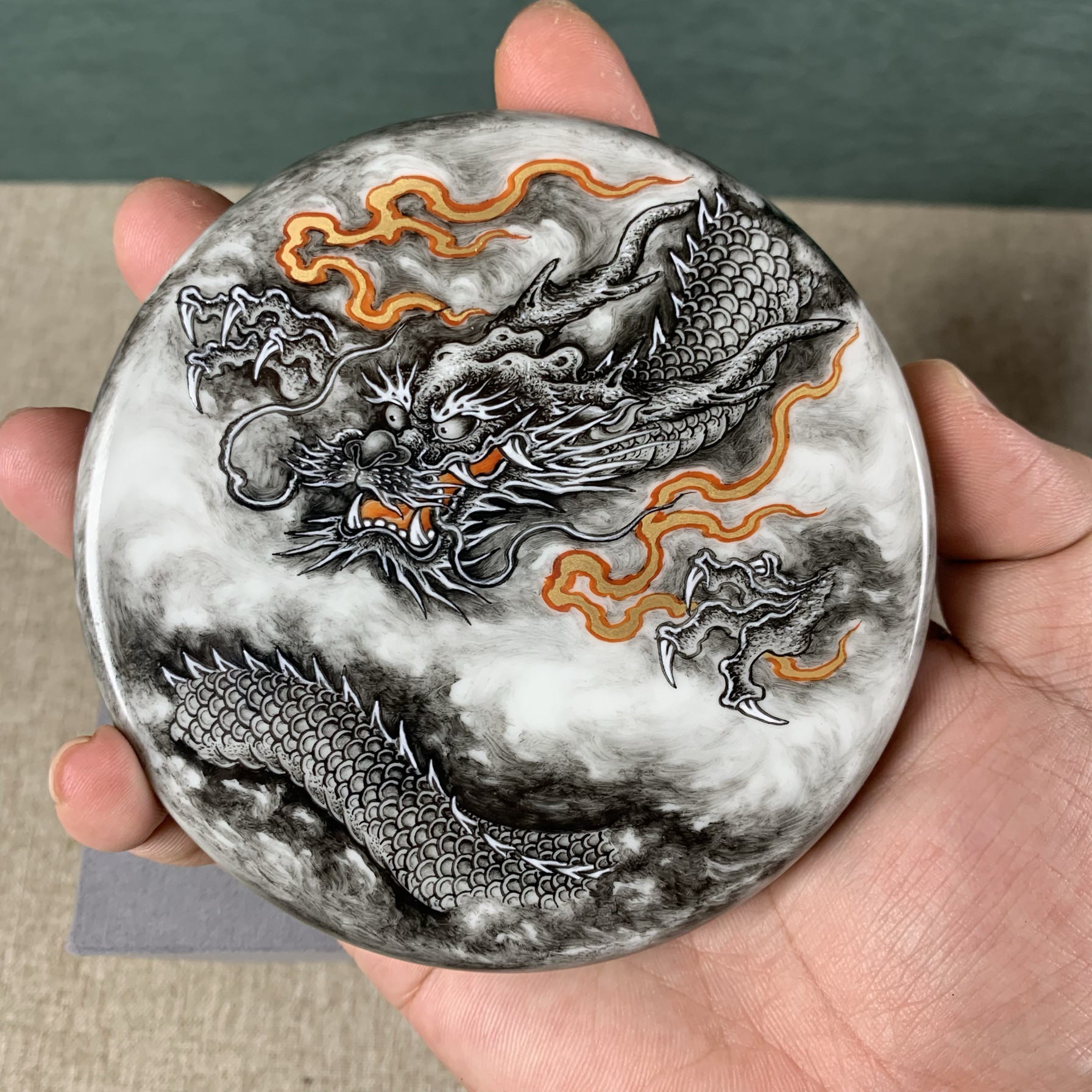 龍彫 墨壺 雲龍 大工道具 ハンサム