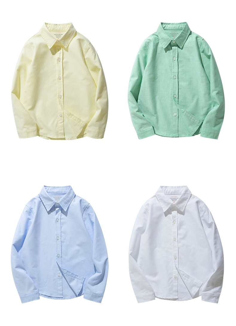 Áo sơ mi trắng cho bé trai Áo sơ mi trắng cho bé Quần áo dài tay cotton bé trai cộng với nhung mới dày mùa đông đồ trẻ em