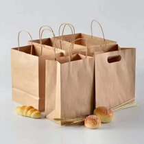 Takeaway Bag Kraft Bag Handbags Takeaway Packaging Bag Thickened Paper Bag Set Make Printed Packing Bag Bag