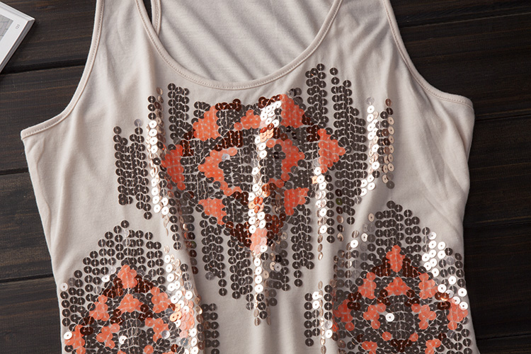 Mùa hè mới phụ nữ sequin mỏng vest nhỏ cáp treo đáy áo không tay có kích thước lớn áo kiểu nữ
