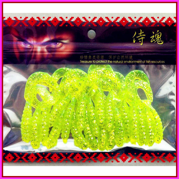 Waiter Lujah Bait 6cm Rolls Tail Maggot Root Fishing Bait Fake Bait Soft Bait Soft Worm Fish Bass Fish Mandarin Fish Osmanthus Bait