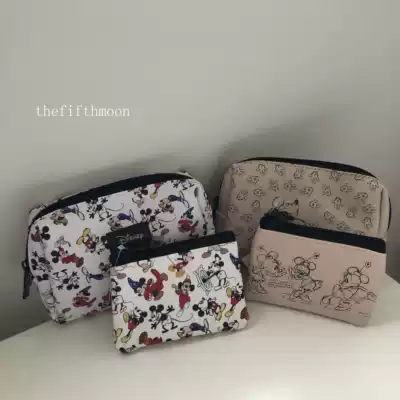 thefifthmoon Cute Mickey Color Retro Simple pu Makeup Coin Wallet Storage Portable Large Capacity