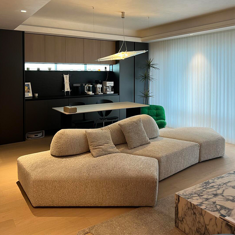 Italian Rock Module Personalized Sofa for Villa Living Room, Irregular Designer High-End Chenille Fabric Sofa