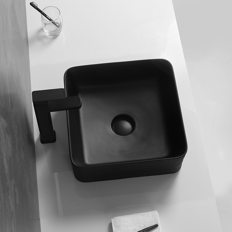 Basin of northern Europe on the ceramic lavabo rectangular black contracted household bathroom European art Basin