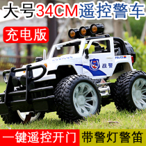 Oversized childrens remote control police car rechargeable dynamic off-road car toy one-button door open boy gypsy car