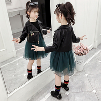 Girl long sleeve dress 2021 Spring and Autumn new foreign baby children Net red suit little girl princess skirt