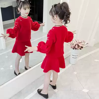 Girls foreign style dress 2021 autumn and winter New Children 4 babies 5 girls 6 fashionable 7 sweater 8 knitwear 9 years old