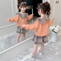 3 Children 4 girls dress 5 autumn clothes 2021 new princess skirt children Net Red foreign air 6 year old girl suit