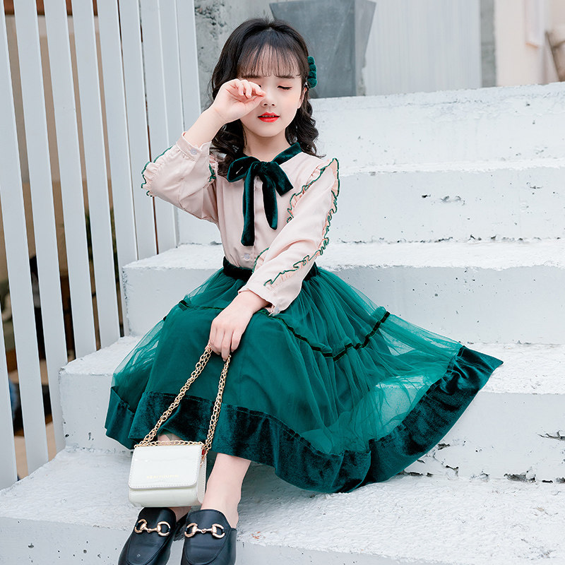Girl Spring Autumn Dress Dress Dress 2023 New 1-3 New Baby 4 Ocean Gas 5 Elementary School Children 6 Princess 7 Skirts 8 Years Old-Taobao