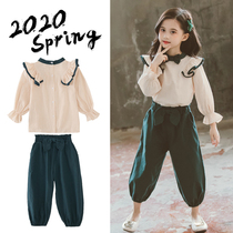 Girls spring and autumn suit 2021 New Net Red foreign gas baby childrens sports two-piece Korean version of tide clothes