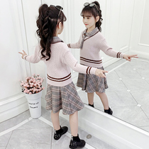 3 Children 4 girls spring and autumn dress 5 dress 2021 new princess skirt Yang Qi Net Red 6 year old girl set