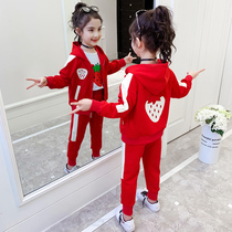 Girls autumn suit 1-2 baby 3 little girl Net red Fashion 4 foreign style 5 childrens sports three sets 6 to 7 years old