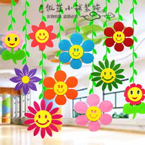 Primary School Kindergarten Classroom Hall Veranda Flowers Chandelia Mall Supermarket of Smiling Faces Flowers Leaves vines Decorative Hanging Accessories