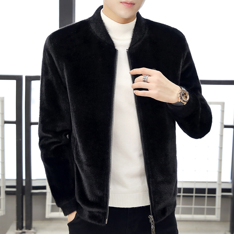 Boomer Water Mink Suede Warm Coat Men's Autumn Winter New Korean Version Heft Collar Gush Thickened Men's Clips Jersey