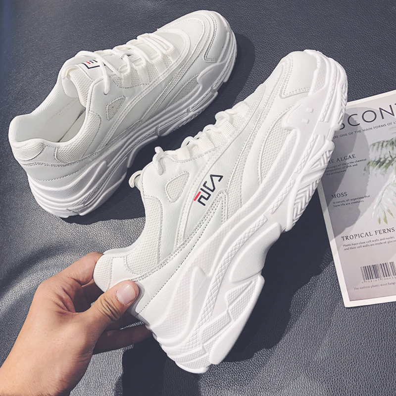 Tide brand daddy shoes men's 2022 winter new Korean style trendy inner heightening sports casual shoes men's white shoes - Taobao