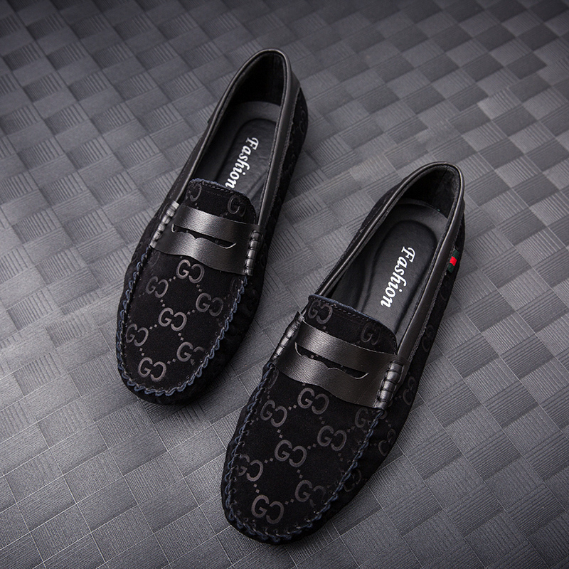 2021 summer new leather bean shoes men's soft bottom lazy shoes one pedal casual Korean fashion driving shoes