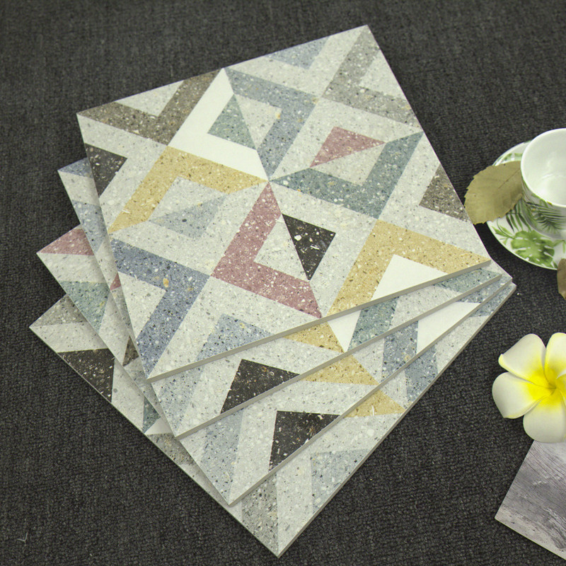 Vintage powder room imitation terrazzo tiles Kitchen bathroom wall tiles Courtyard balcony Geometric color non-slip small floor tiles