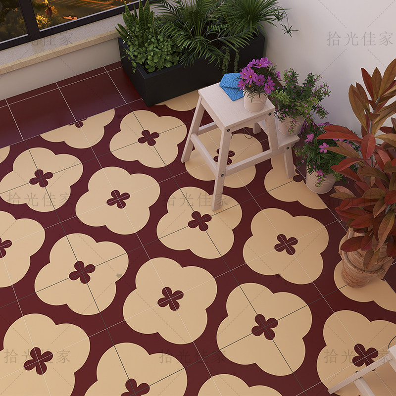 Morden Retro Wine Red Small Flower Brick 300 Mesh Red Folk Sleeping Dining Room Balcony Parquet Floor Tile Kitchen Toilet Wall Brick