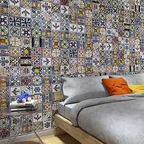 Color tiles hand-painted floor tiles retro pastoral balcony restaurant small flower tiles color non-slip flower tiles wall tiles 300