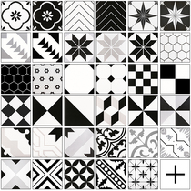 Nordic geometric black and white tile 300*300 kitchen toilet mosaic tile restaurant balcony non-slip floor tile
