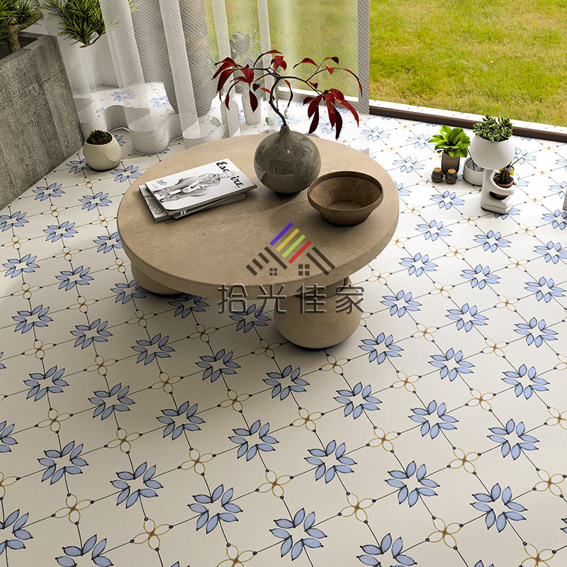 Day Series Little Fresher Art Flowers Brick 200 Balcony Make-up Room Beige Yellow Non-slip Floor Tile Folk Costume Shop Tiles