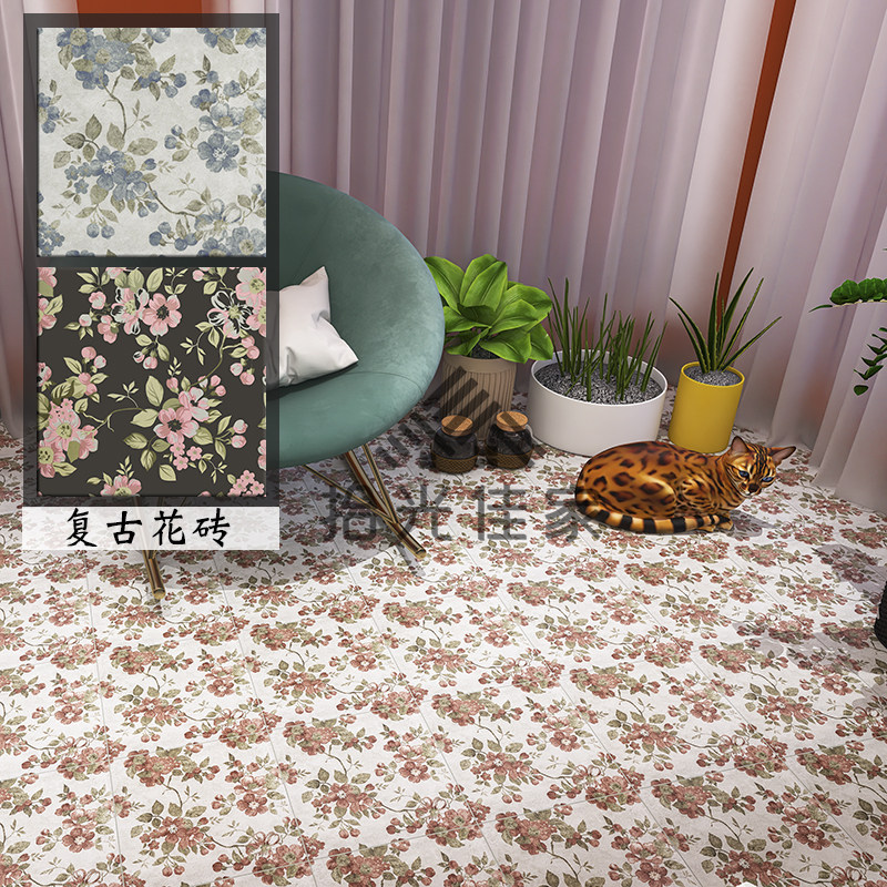 Flower pattern tile 300x300 bathroom toilet imitation wallpaper retro wall tile balcony tile non-slip floor tile