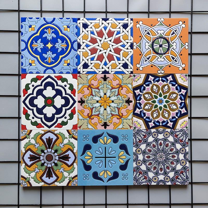 150 flower tiles with flower pattern package column bar retro small flower brick waist line dado staircase color interior wall brick