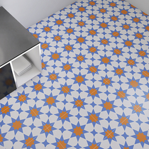 Hot pot restaurant floor mosaic tile 300*300 blue and yellow star pattern retro tile restaurant balcony tile