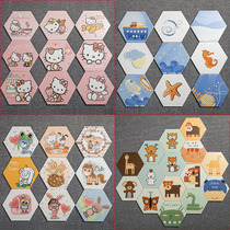 Kindergarten cartoon hexagonal brick cute wind animal pattern wall tile tile children's room toilet hexagonal tile