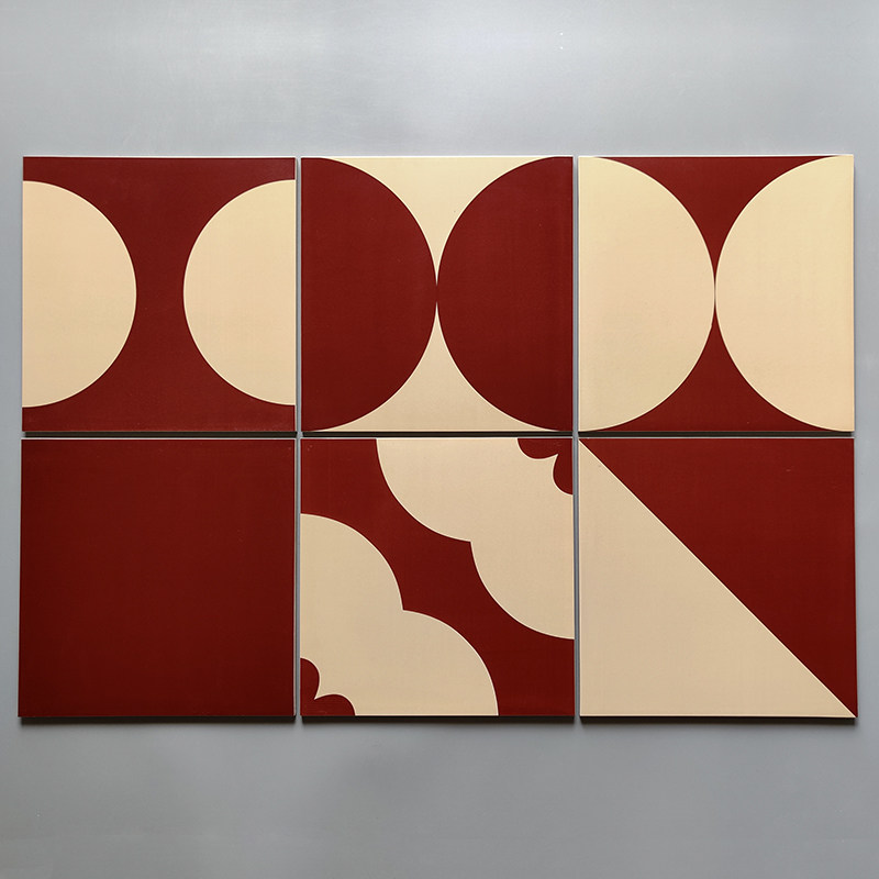 Retro wine red small flower brick destitute Wind Mind Makeup Room Matte Floor Tiles Net Red Dining Room Balcony Wall Brick 300