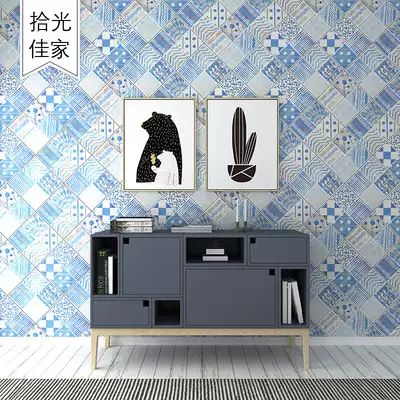 Nordic 300times 300 Blue pattern floor tiles Powder room small tiles Kitchen non-slip tiles Retro wall tiles flower pieces