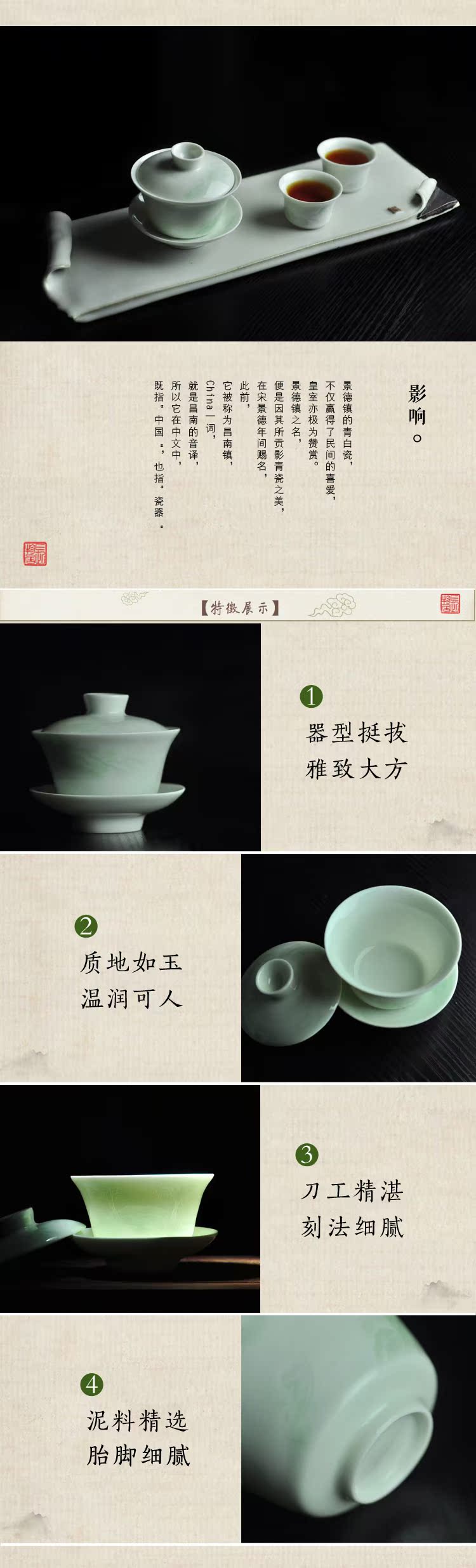 Three only offered home - cooked shadow blue glaze dark moment in landscape tureen lid cup jingdezhen manual stimulation ceramic tea cups