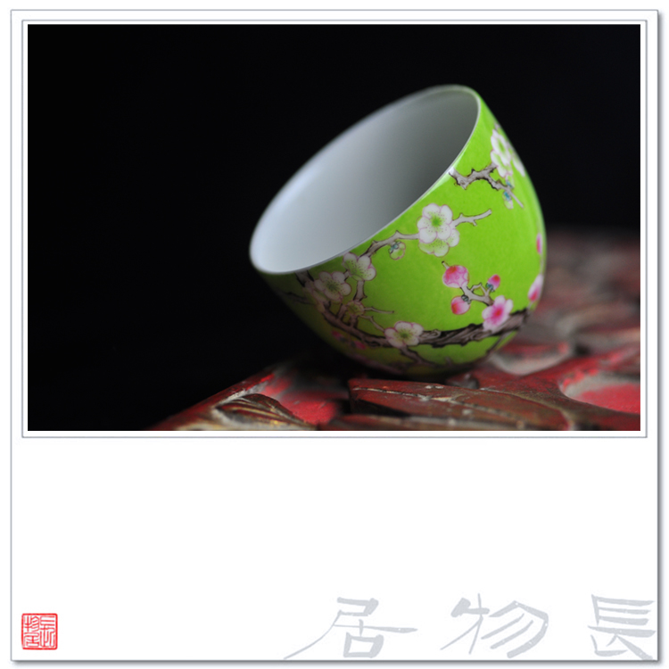 Offered home - cooked in pure hand - made powder color porcelain teacup jingdezhen ceramics by hand heart cup to cup of kung fu