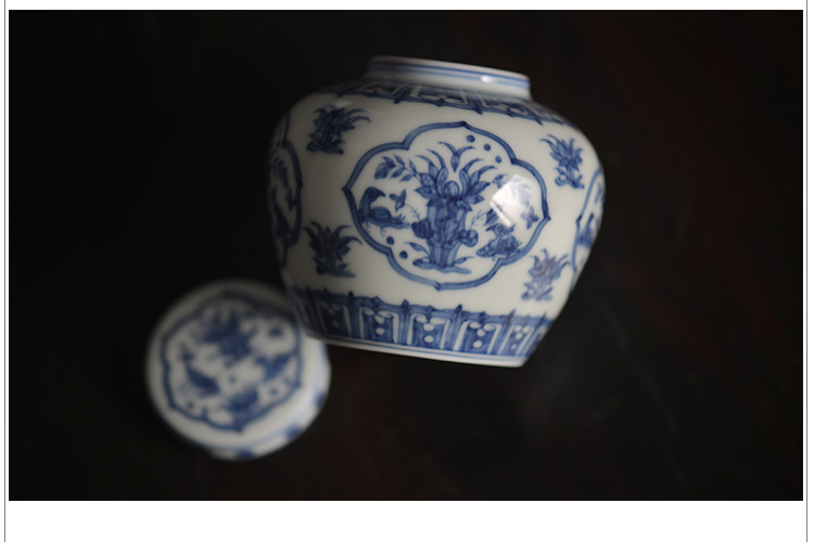 Offered home - cooked in hand - made doucai day word jar of jingdezhen manual thin foetus ceramic tea set tea caddy fixings storehouse