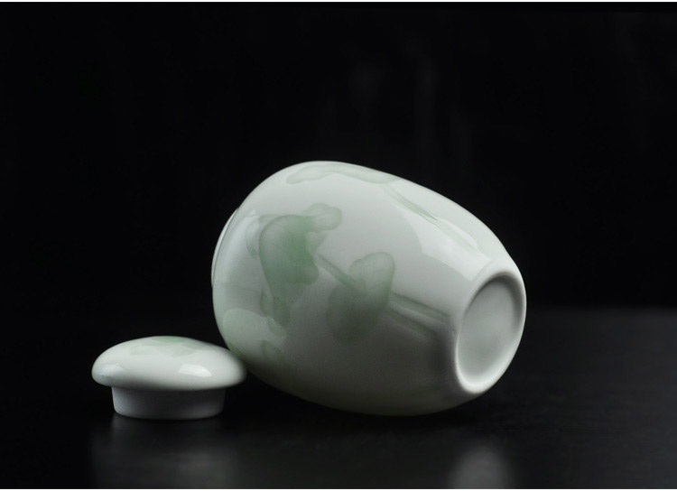 Offered home - cooked shadow in dark blue glaze green, white porcelain tea caddy fixings storehouse carved lotus pond of jingdezhen ceramic tea set manually