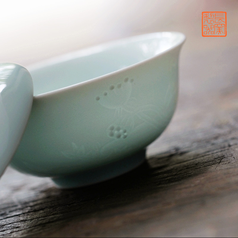 Offered home - cooked darling tiancheng manual its shadow in green, a single small tureen jingdezhen ceramic tea cups