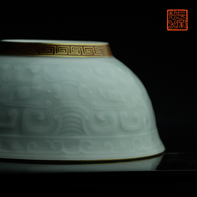 Offered home - cooked ju long up controller shadow green see colour meander small bowl carved beast jingdezhen antique ceramics by hand