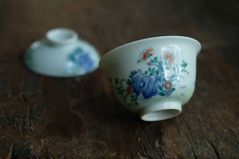 Offered home - cooked chicken in hand - made color bucket cylinder cup tureen jingdezhen ceramic tea set manually make tea bowl of small cups