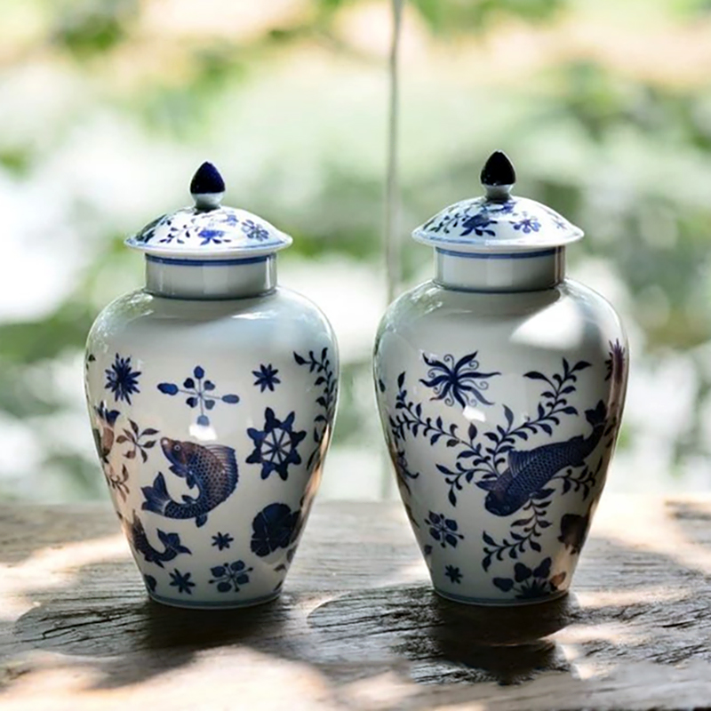 Offered home - cooked ju long up hand - made mackerel algal grain to the general pot of jingdezhen ceramic checking tea caddy fixings tea storehouse