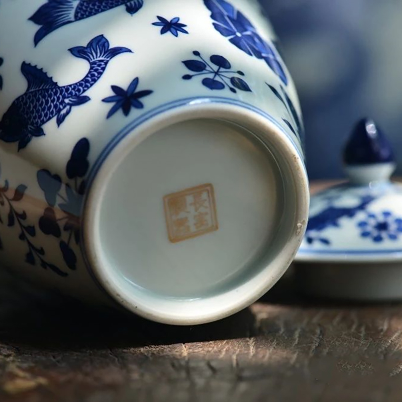 Offered home - cooked ju long up hand - made mackerel algal grain to the general pot of jingdezhen ceramic checking tea caddy fixings tea storehouse